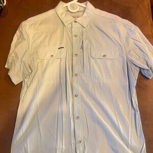 Poncho, Light Blue, Short Sleeve Button Up